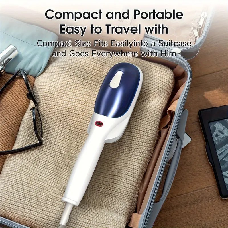 Aparat de calcat cu aburi, BOMSTOM, 800W, rezervor 150ml, alb/albastru, portabil