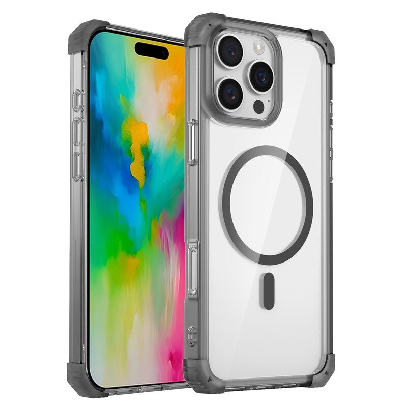 Husa telefon pentru iPhone 16 pro max, transparent negru, protectie militara, rezistenta la socuri
