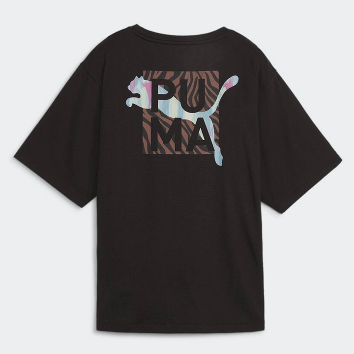 Tricou sport Puma Animal Remix, negru, poliester/bumbac/vascoza