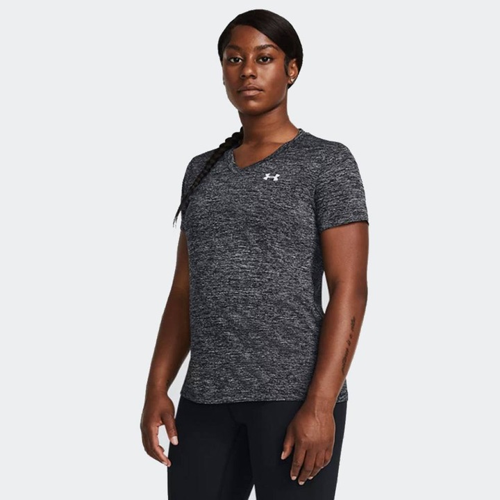 Tricou sport dama, Under Armour, Tech SSV-Twist, gri, poliester