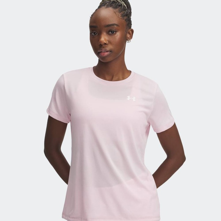Tricou sport dama, Under Armour, Tech SSC, roz/alb, poliester