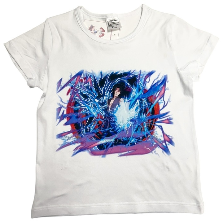 Детска тениска sasuke naruto shippuden бяла L 5-6г