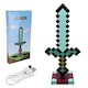 Lampa Sabie Diamantata Tip Minecraft Fudisenn®, Reincarcabila USB, Lanterna LED Pixel Art, Lumina de Veghe RGB 4 Culori, Jucarie Interactiva Copii, Decor Camera Gaming, Fara Baterii, Cadou Baieti, 39cm