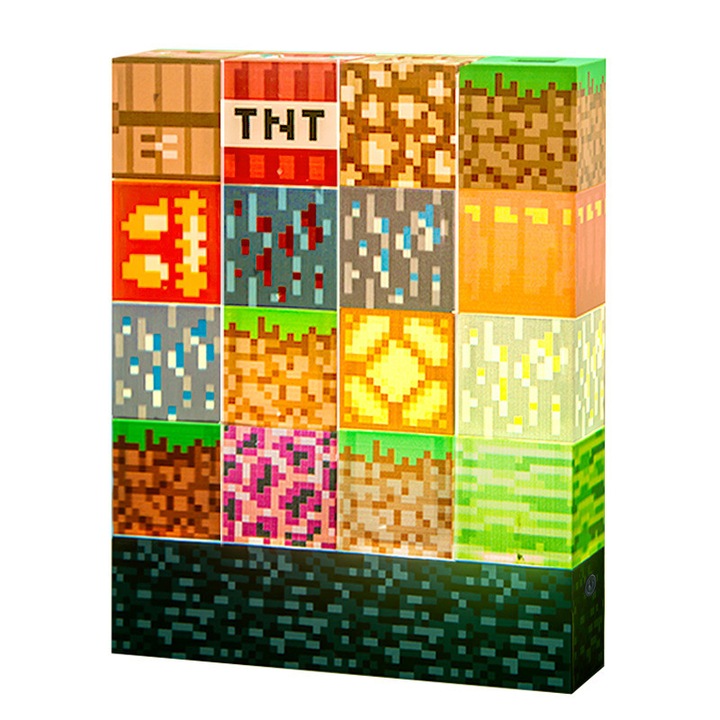 Нощна лампа Minecraft Fudisenn, 16 части, Декоративна лампа, 150x120 мм, USB кабел за зареждане