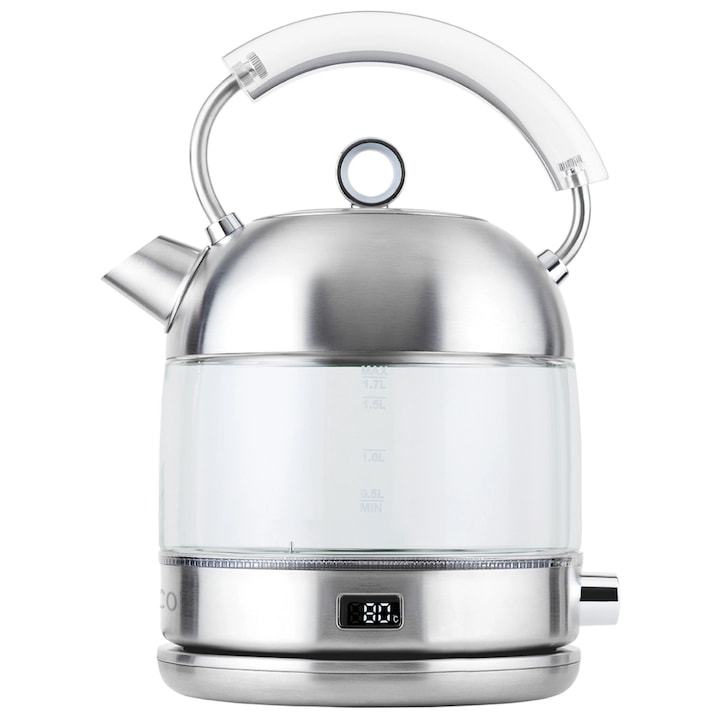 Fierbator electric CASO DESIGN, 2200W, 1,7L, inox, reglare temperatura, display LED