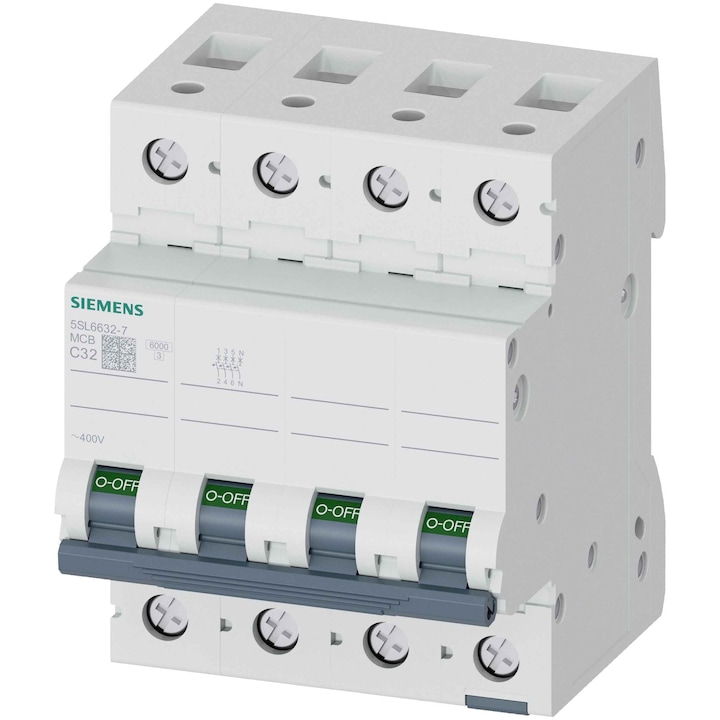 Siguranta automata Siemens 5SL6632-7, 400V, 32A, 3P+N, C, 6kA