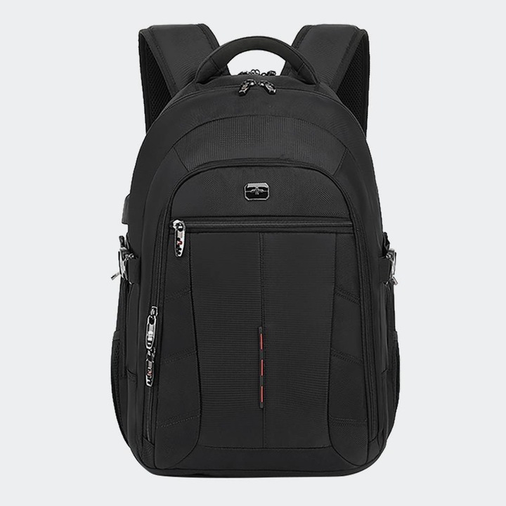 Rucsac Tourist Gear Rufus, negru, 46x33x14cm, capacitate 21.5L, pentru laptop 15.6"
