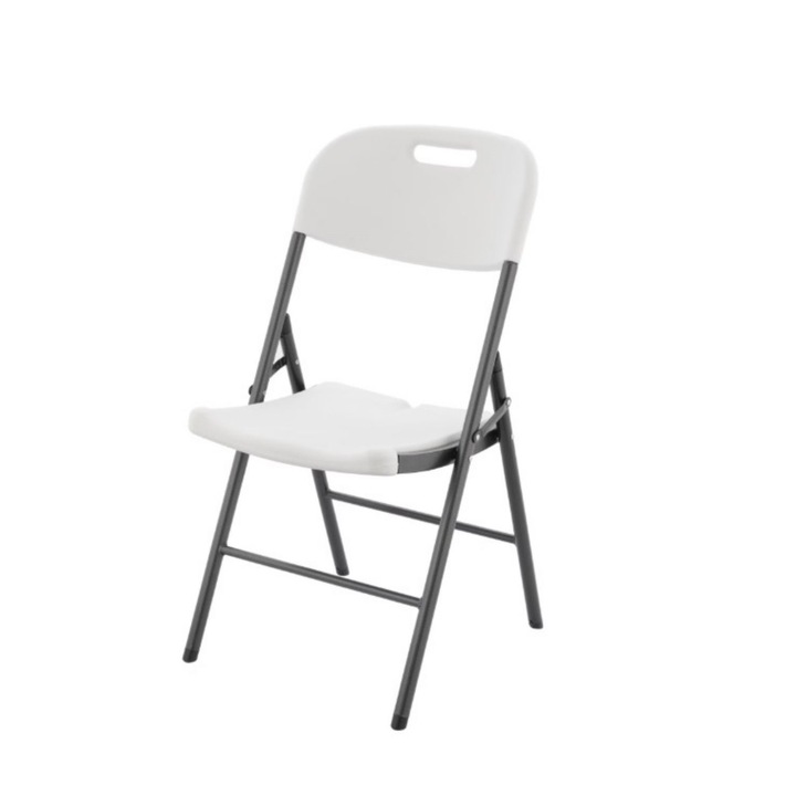 Сгъваем стол 87 x 53 x 46 CM, Елегантен дизайн, Компактен и издръжлив, Лесен за транспортиране и съхранение, Идеален за събития и градина, Бял