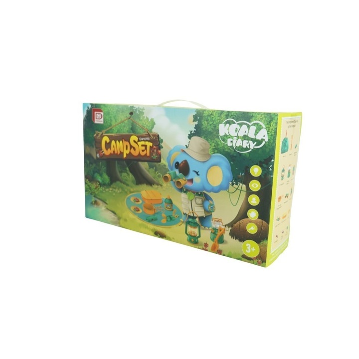 Комплект за къмпинг за деца от Fitilomania, за открито/вътрешно ползване, постелка, 18 прибора за игра, +3 години, многоцветен