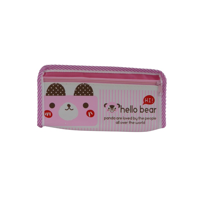 Penar - HELLO BEAR - roz cu 2 fermoare imprimeu "hello bear"
