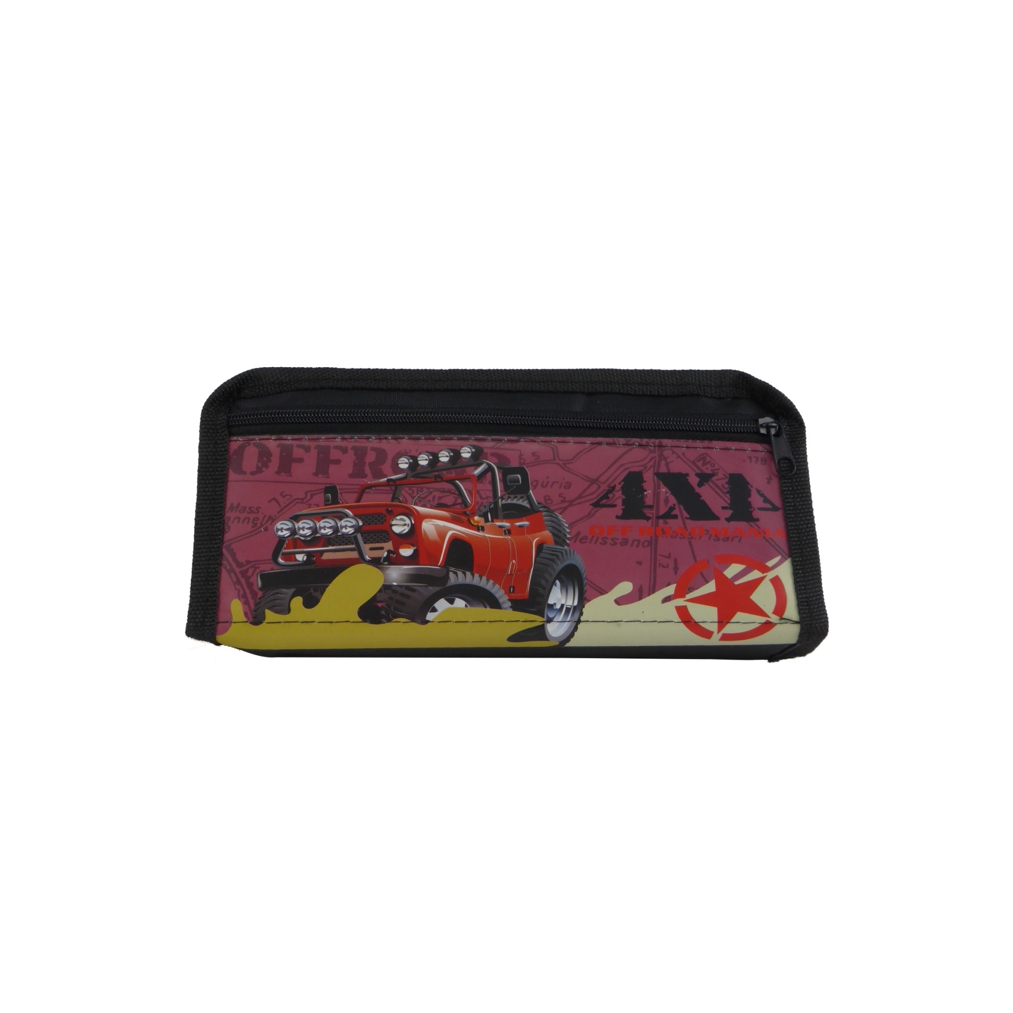 Penar - 4X4 - negru cu 2 fermoare imprimeu rosu 