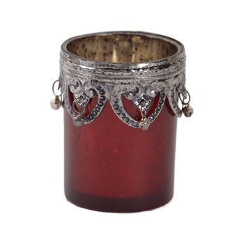 Set suport lumanare, Sticla, Rosu, Artfoyer Set suport lumanare, Sticla, Rosu, Artfoyer