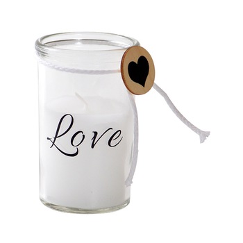 Lumanare cu suport, Sticla/Ceara, Transparent/Alb, Love, Modern, Artfoyer Lumanare cu suport, Sticla/Ceara, Transparent/Alb, Love, Modern, Artfoyer