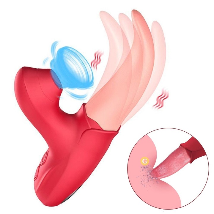 Вибратор с език Mimimo, 10 честоти на облизване, 10 режима на засмукване, Силикон, Водоустойчив