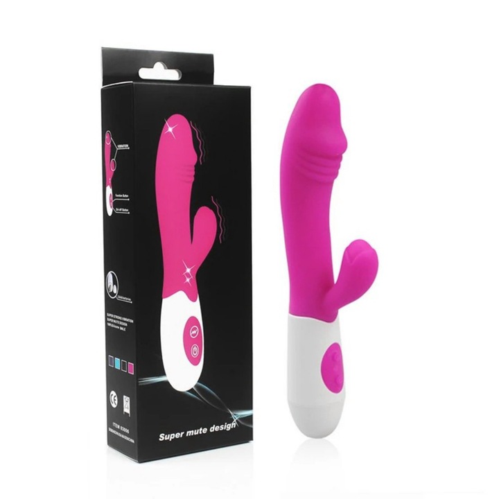 Vibrátor csiklóstimulációval, Mimimo, világoslila, fehér, 3055-90, ergonomikus kialakítás