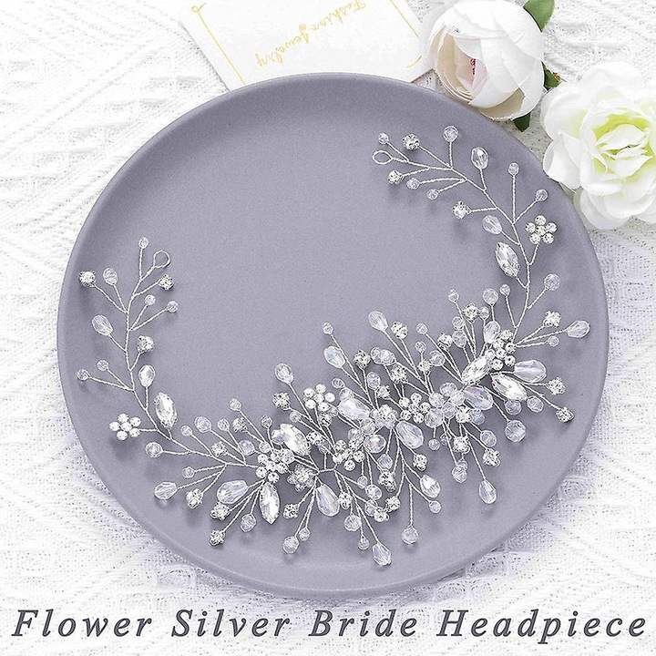 Комплект аксесоари за коса, булчинска тиара, опалови кристали, 35см