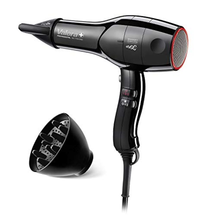 Професионален сешоар Valera, Swiss Silent Jet Light 7700, с мощен двигател Delta-Drive, 3 температурни настройки, йонен генератор, кабел Super-Flex против усукване, 2000 W, произведен в Швейцария
