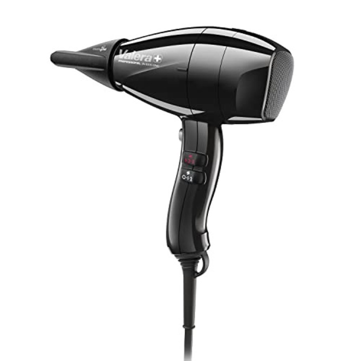 Професионален йонен сешоар Valera Swiss Nano 6300 Light, удобен, лек и компактен, за бързо изсушаване, пречистване на въздуха Sanify, 2000 вата, черен цвят
