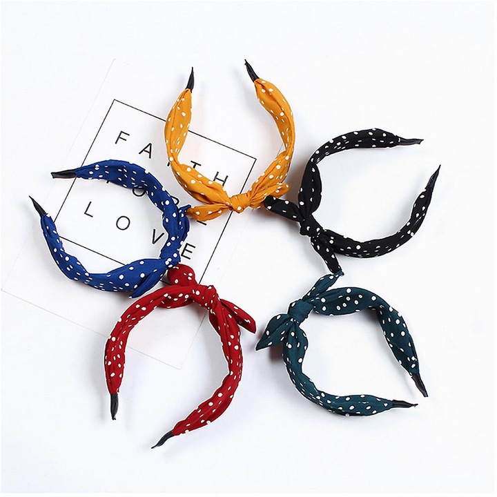 Set de 5 bentite cu fundita pentru femei, stil vintage, multicolor, usoare