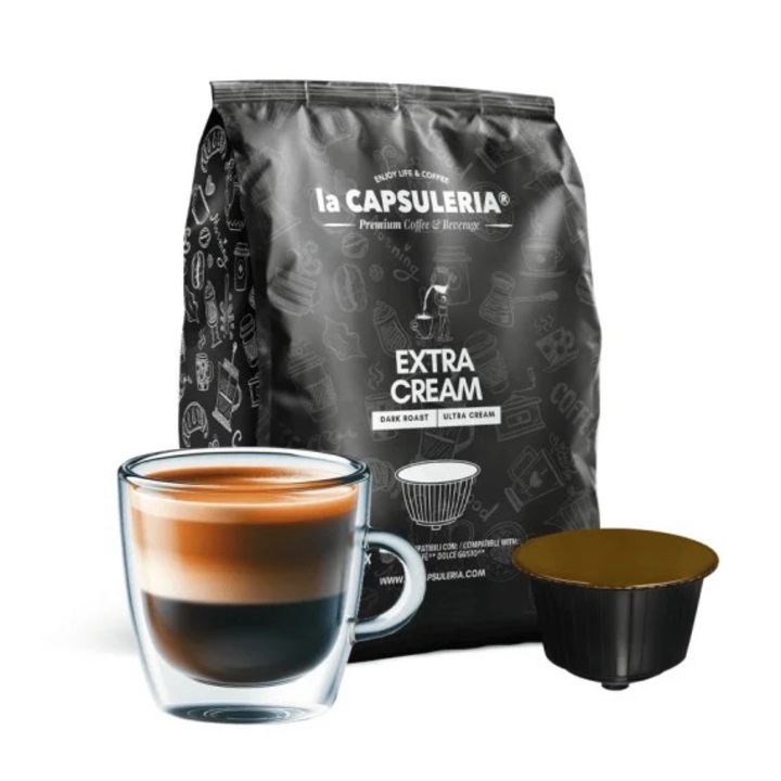 Capsule Cafea Extra Cream La Capsuleria, 16 capsule, compatibile cu Dolce Gusto