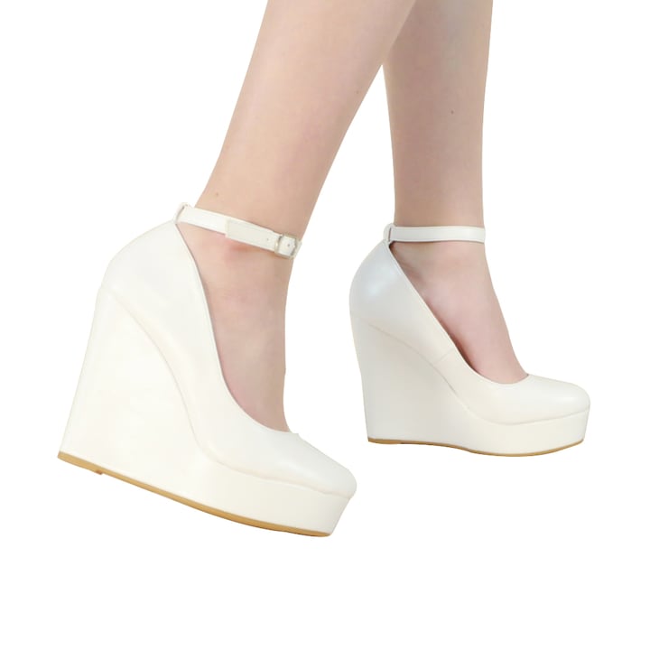 Pantofi eleganti cu platforma 130-66alb 100782, Alb