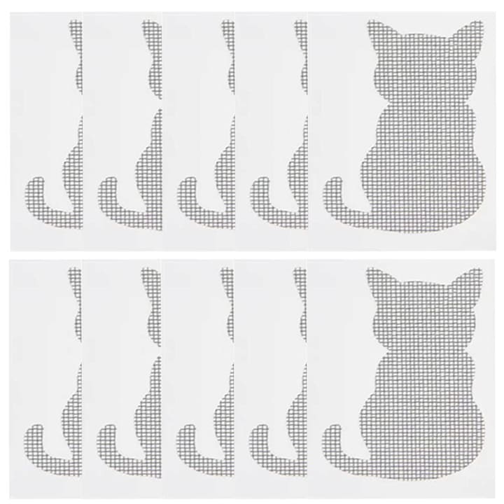 Set 10 Petice pentru Repararea Plasei de Tantari, TREXORA, Model Pisica, Polipropilena, Gri