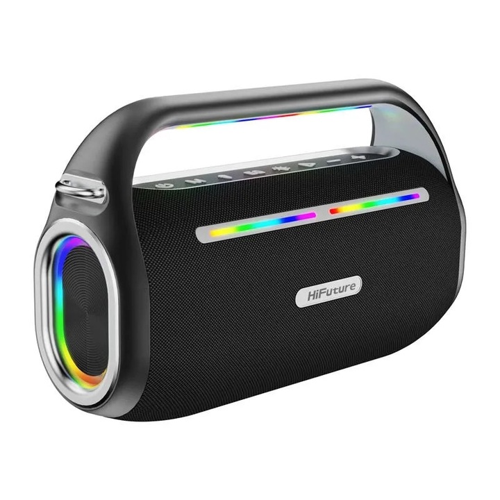 Boxa portabila HiFuture Music Box 100, Bluetooth 5.3, 70W, negru, 2 microfoane wireless