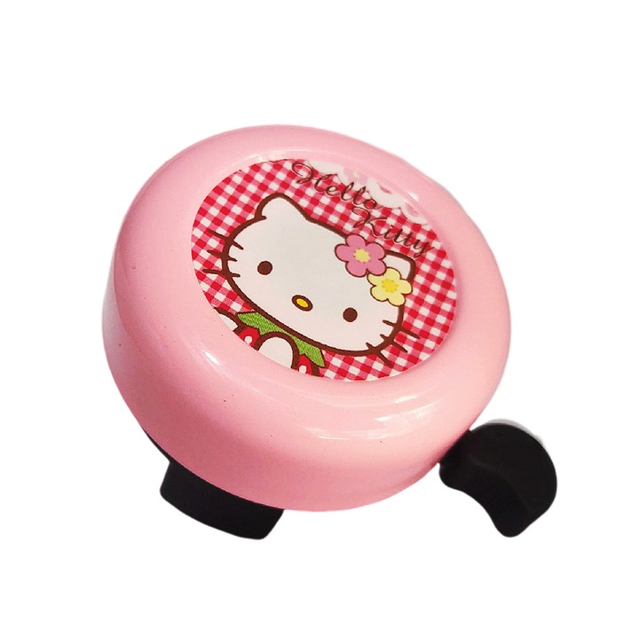 Kerékpárcsengő, TREXORA, Hello Kitty dizájn, hangos, műanyag, rózsaszín, 22 mm-es kormányra