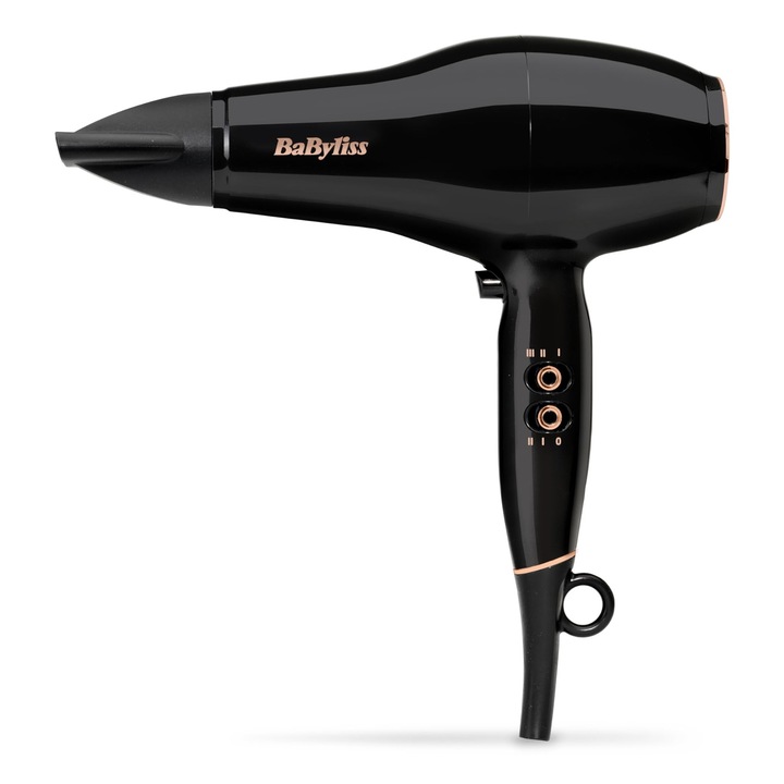 Babyliss Pro Power сешоар – Мощен 2300 W сешоар, професионален салонен AC мотор, йонна технология против къдрене, 3 температурни настройки и 2 скорости, черен, D5245E