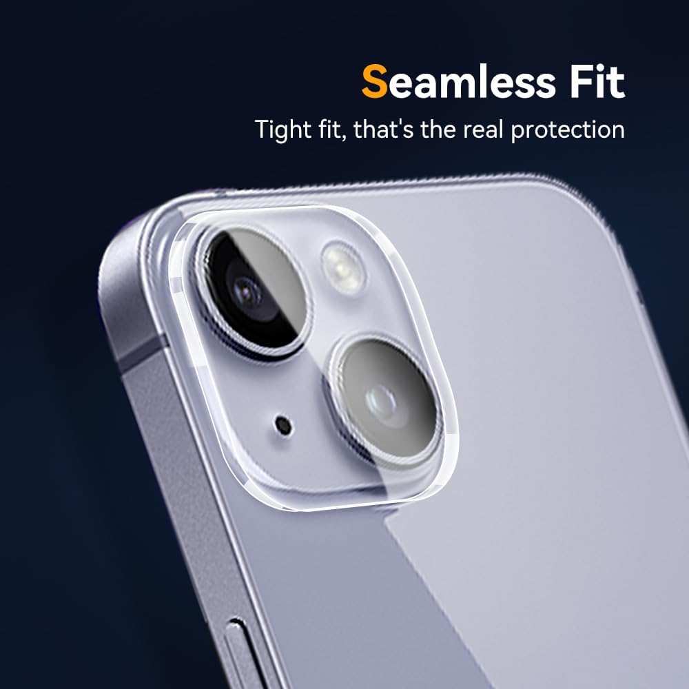 Set 2 folii din sticla securizata pentru lentile, MDUG, compatibile cu iPhone 14/14 Plus、iPhone 15/15 Plus - protectie camera spate, HD 9H, pentru protejarea lentilelor, negru