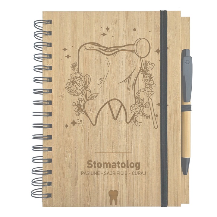 Cadou Medic Stomatolog, Agenda Personalizata cu Mesaj Standard, Set Agenda si Pix