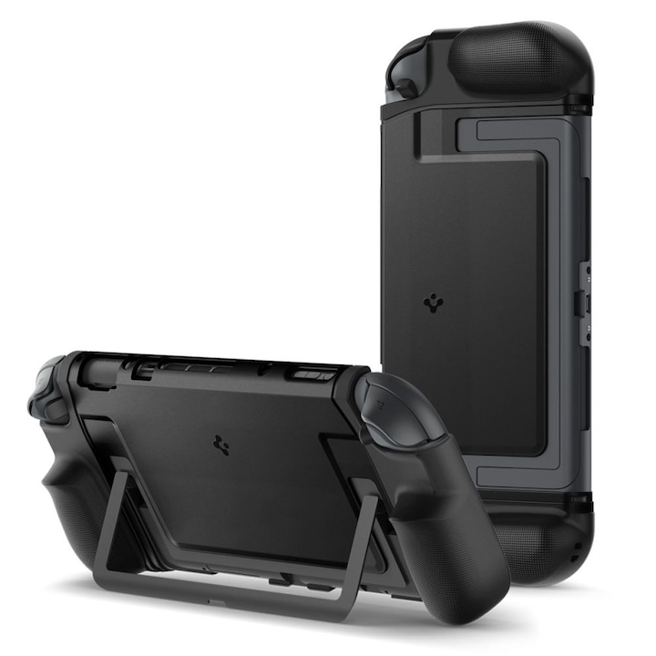 Védőtok tartóval, Nintendo Switch 2-höz - Spigen Dual Grip - Fekete