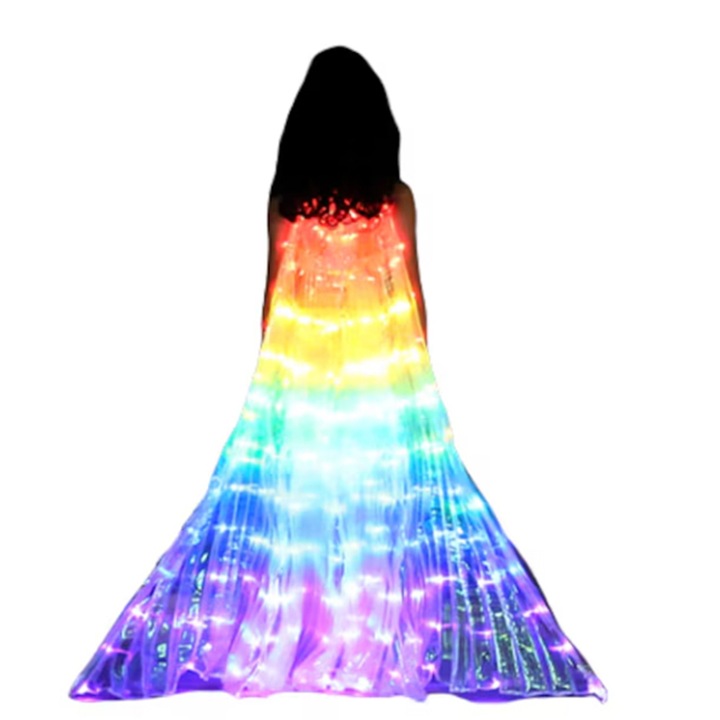 Aripi de dans fluture, Rqiurpn, 300x145cm, 2 bete retractabile, multicolor, universal