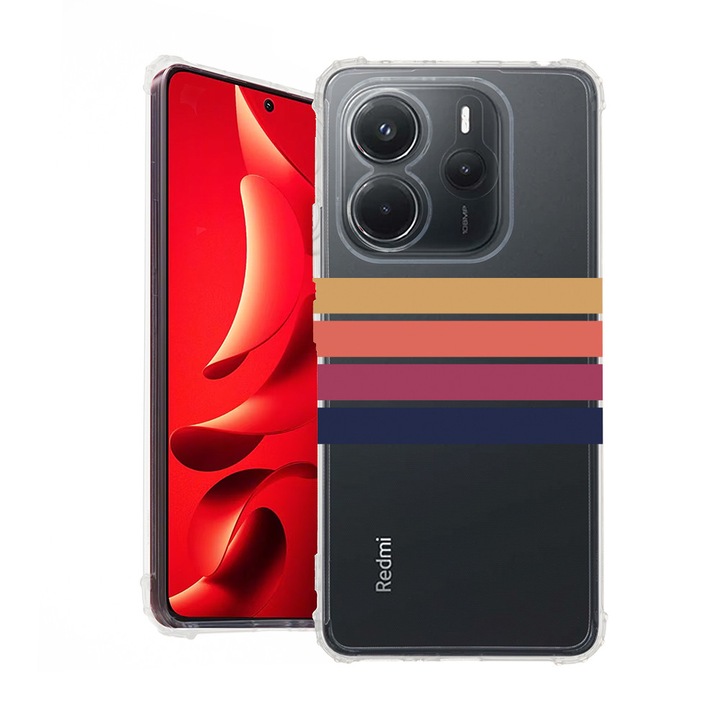 BestCase® Husa pentru Xiaomi Redmi Note 14 5G, Anti Shock 1.5MM, Retro Lines, Protectie camera, ecran si colturi, 1938401 AS 1479