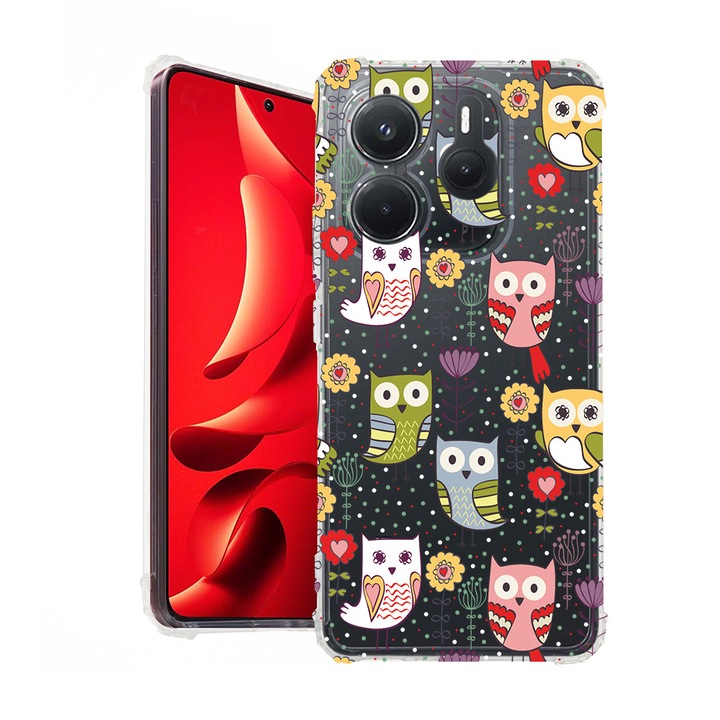 BestCase® Husa pentru Xiaomi Redmi Note 14 5G, Anti Shock 1.5MM, Owl Pattern, Protectie camera, ecran si colturi, 1938401 AS 1437