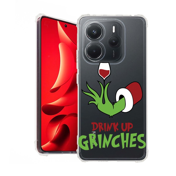 BestCase® Husa pentru Xiaomi Redmi Note 14 5G, Anti Shock 1.5MM, Grinches - Drink Up, Protectie camera, ecran si colturi, 1938401 AS 1604