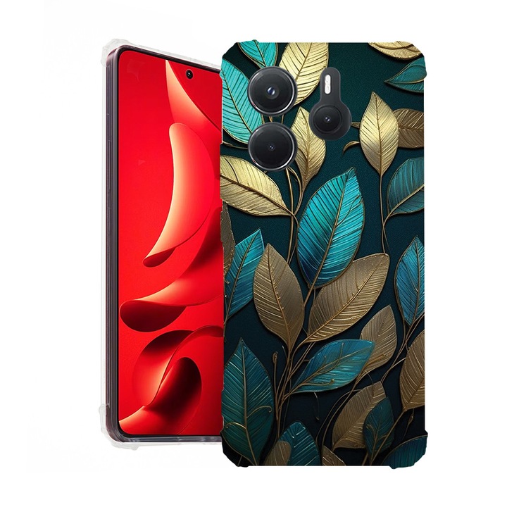 BestCase® Husa pentru Xiaomi Redmi Note 14 5G, Anti Shock 1.5MM, Golden Feathers, Protectie camera, ecran si colturi, 1938401 AS 1164