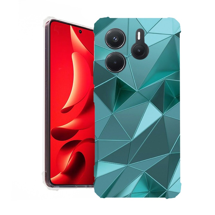 BestCase® Husa pentru Xiaomi Redmi Note 14 5G, Anti Shock 1.5MM, Green Mosaic, Protectie camera, ecran si colturi, 1938401 AS 1251