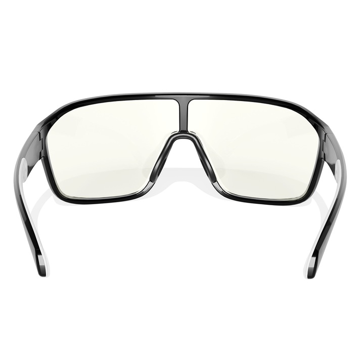 Ochelari de soare b BURANO VISIONE pentru barbati, protectie UV, design confortabil, lentile transparente, negru lucios