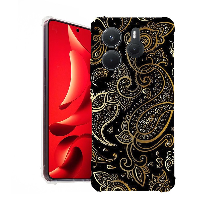 BestCase® Husa pentru Xiaomi Redmi Note 14 4G, Anti Shock 1.5MM, Golden Pattern, Protectie camera, ecran si colturi, 1938408 AS 1154