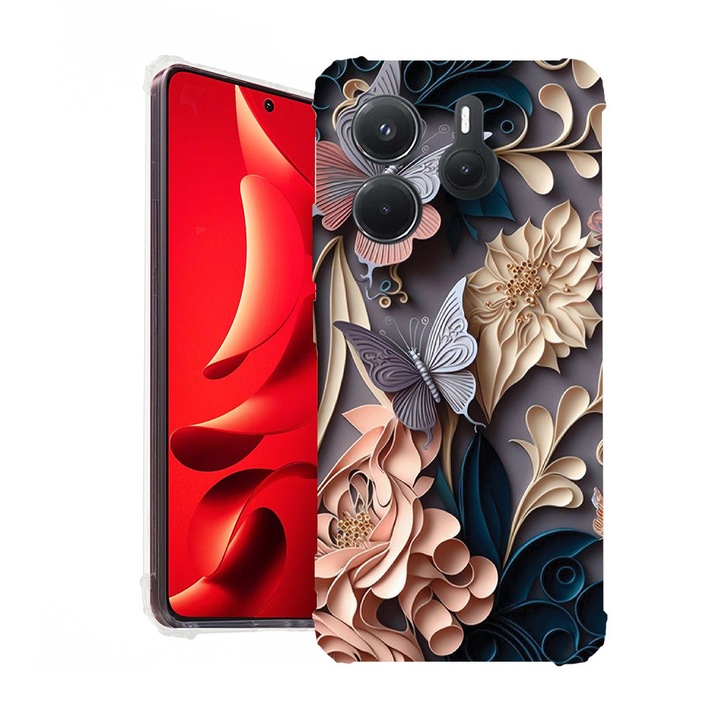 BestCase Anti Shock 1.5MM telefontok, kompatibilis modell Xiaomi Redmi Note 14 5G, Butterfly, Air Cushion Technology, 1938401 AS 1225