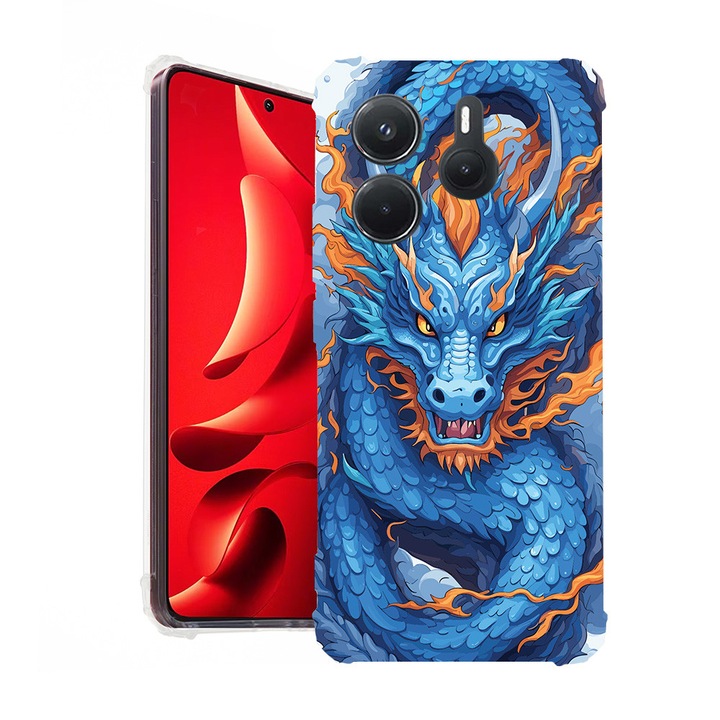 BestCase® Husa pentru Xiaomi Redmi Note 14 5G, Anti Shock 1.5MM, Blue Dragon, Protectie camera, ecran si colturi, 1938401 AS 1408