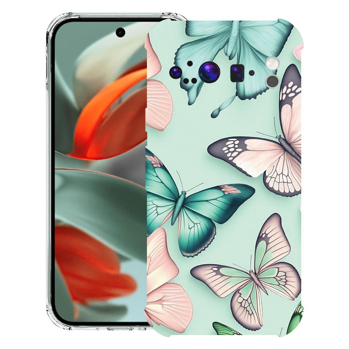 BestCase® Husa pentru Google Pixel 9 Pro XL, Anti Shock 1.5MM, Butterfly Pattern, Protectie camera, ecran si colturi, 1946015 AS 1227