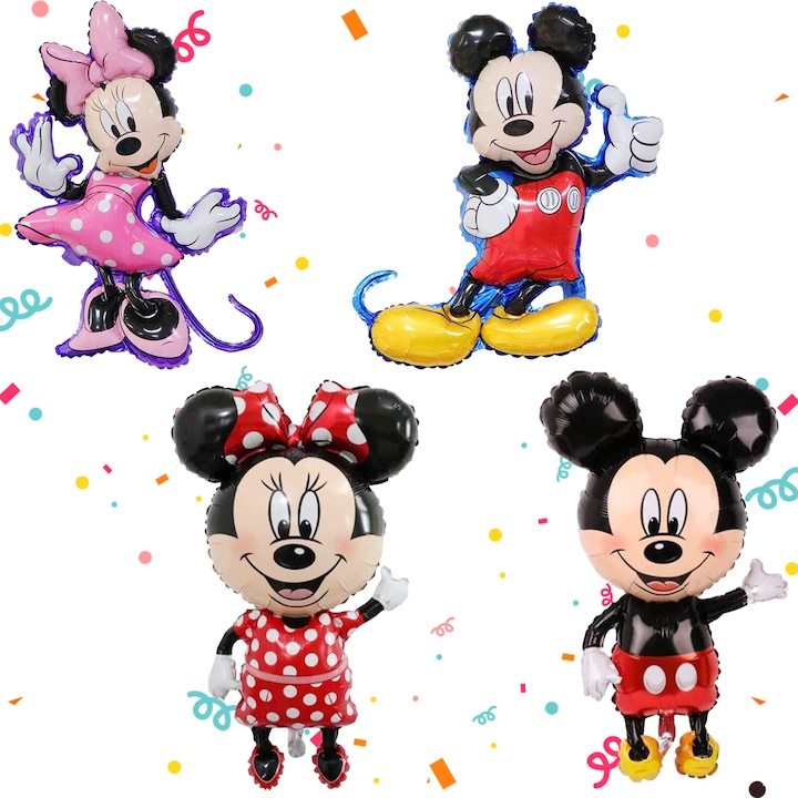 Baloane Baiat si Fata de Ziua Nasterii, Baloane Folie Copii Ziua Nasterii XXL, Baloane Rosii Soarece cu Heliu Decor Ziua Nasterii, Baloane Decor pentru Petrecere Copii si Adulti