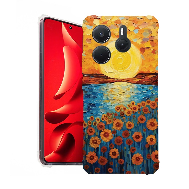 BestCase® Husa pentru Xiaomi Redmi Note 14 4G, Anti Shock 1.5MM, Sunflower Painting, Protectie camera, ecran si colturi, 1938408 AS 1273