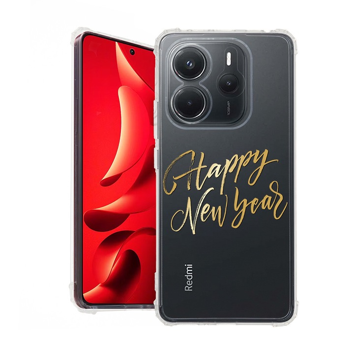 BestCase® Husa pentru Xiaomi Redmi Note 14 4G, Anti Shock 1.5MM, Happy New Year, Protectie camera, ecran si colturi, 1938408 AS 1825