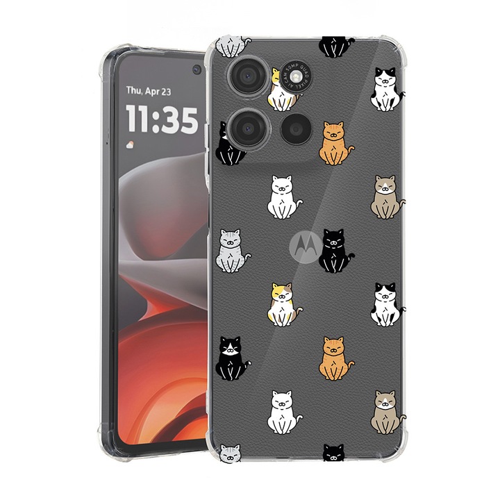 BestCase® Husa Anti Shock pentru Motorola Moto G86 cu Design Cat Pattern, 2052061 AS 1027