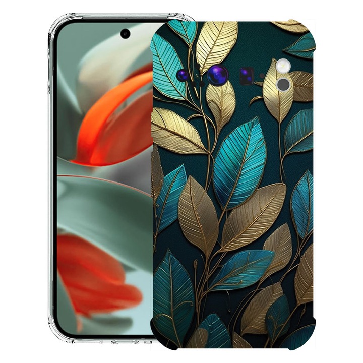 BestCase® Husa pentru Google Pixel 9 Pro XL, Anti Shock 1.5MM, Golden Feathers, Protectie camera, ecran si colturi, 1946015 AS 1164