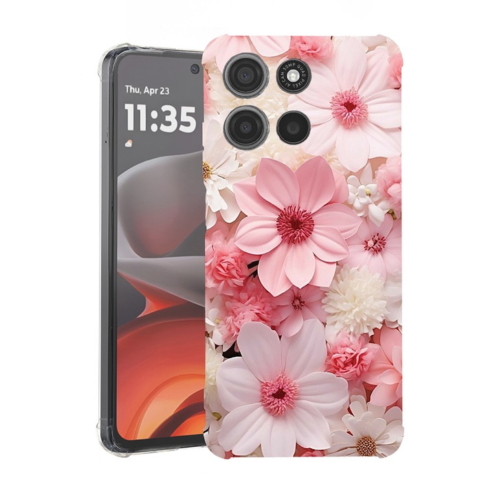 BestCase® Husa Anti Shock pentru Motorola Edge 60 / Edge 60 Fusion cu Design Pink And White Daisy, 2052055 AS 1145