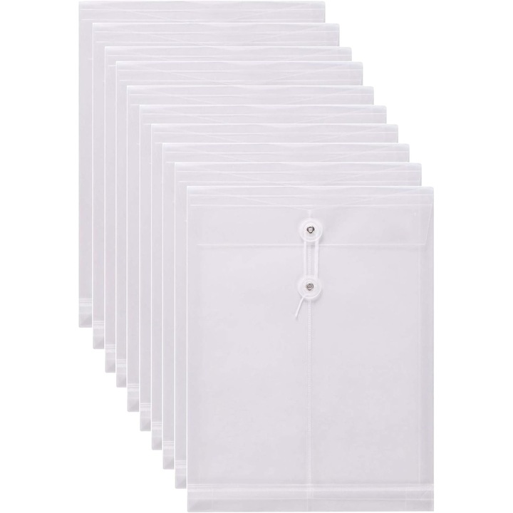 Átlátszó polietilén borítékok, A4-es méretű, cipzáras záródással, felül nyílással ellátott mappa, 20 darabos csomag, alul, bővíthető zárással